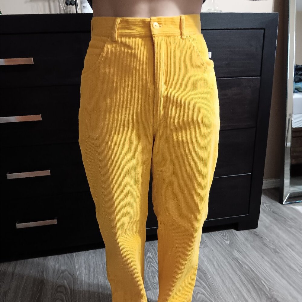 Vintage Sweet Baby Jane Bright Yellow Cords Pants 1980s 80s Corduroy 100% Cotton